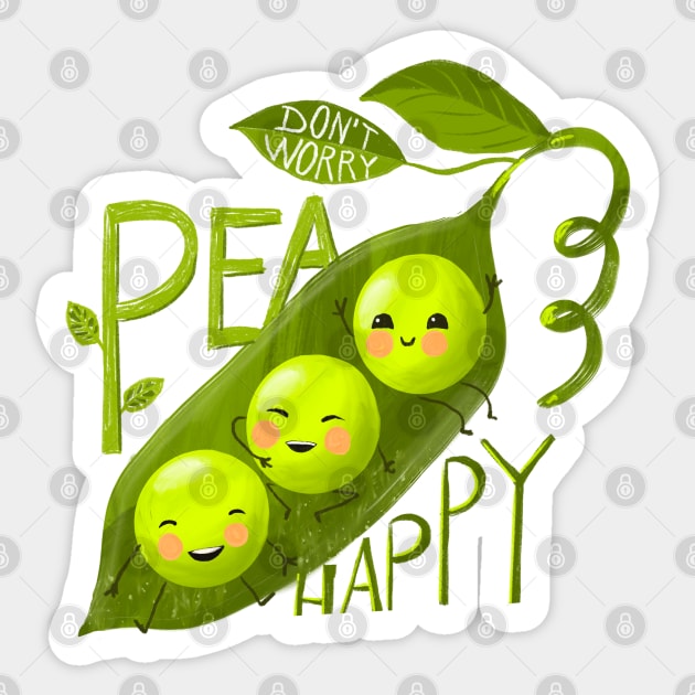 Pea happy Sticker by Petit Faon Prints